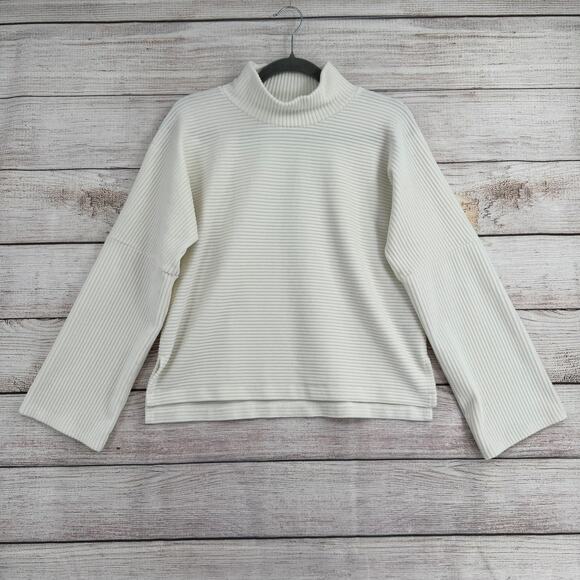 Madewell Texture & Thread Velour Corduroy Mockneck Top Womens Small Ivory White - Picture 1 of 13